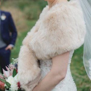 Faux Fur Shawl/Wrap - Blush Pink